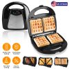 3 in 1 Electric Sandwich Maker Waffle Panini Press Grill with Removable Non-Stick Plates Double-Sided Heating Cool Touch Handle For Breakfast Steak To