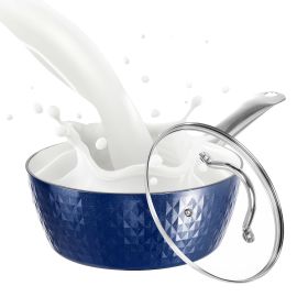 Induction Saucepan with Lid; 18cm/ 1.5L Milk Pan Non Stick Saucepan; Aluminum Ceramic Coating Cooking Pot - PFOA Free with Stainless Steel Handle; Sui (Default: Default)