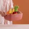 1pc 2 In 1 Multifunction Kitchen Colander; Strainer And Bowl Set; Double Layered Stackable Colander; Fruit And Vegetable Strainer; Drain Basin And Bas